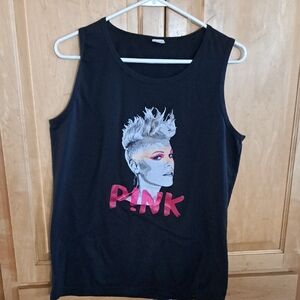 Pink Graphic Black Tank Top. PINK GRAPHIC. SIZE MEDIUM
